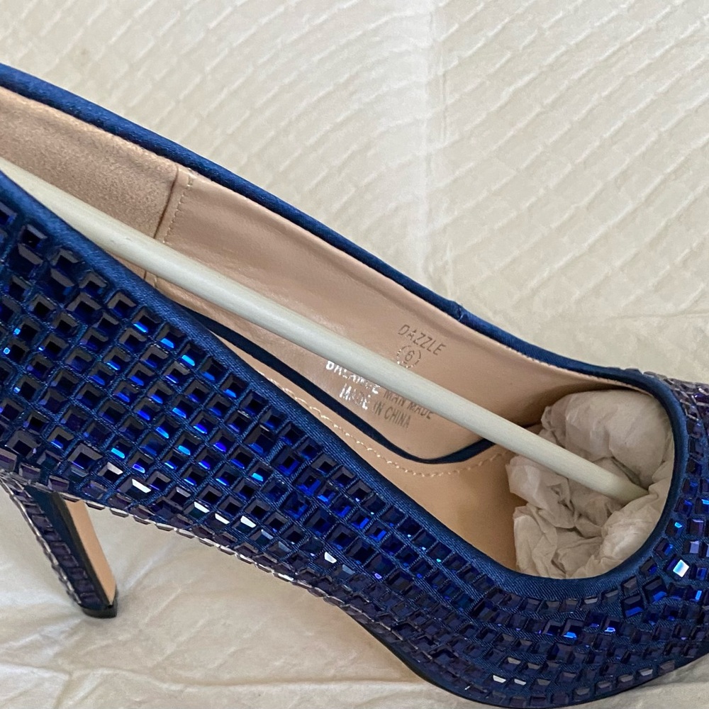 Lauren Loraine Rhinestone 3-heels. New, in box. Size 6.